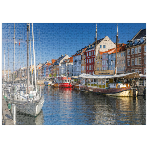 puzzleplate Boote am Stichkanal Nyhavn im Stadtteil Frederiksstaden 500 Puzzle