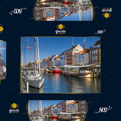 Boote am Stichkanal Nyhavn im Stadtteil Frederiksstaden 500 Puzzle Schachtel 3D Modell