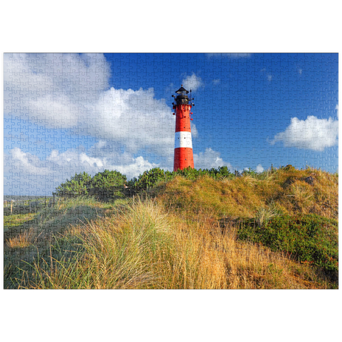 puzzleplate Leuchtturm von Hörnum, Insel Sylt, Schleswig-Holstein, Deutschland 1000 Puzzle