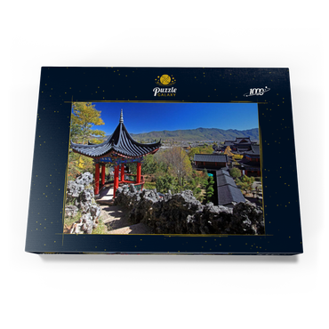Aussichtspavillon über der Residenz der Naxi Herrscher Mu in der Altstadt Dayan in Lijiang, Provinz Yunnan, China 1000 Puzzle Schachtel Ansicht3
