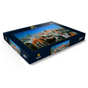 Darstellung des Puzzle Motivs Blick auf den Marienplatz mit Altem Peter, Frauenkirche und Rathaus, München - Puzzleteile: 200