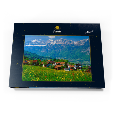 Kleinberg bei Flums gegen Churfirsten, Kanton St. Gallen, Schweiz 1000 Puzzle Schachtel Ansicht3