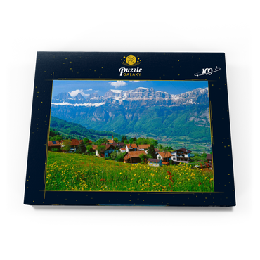 Kleinberg bei Flums gegen Churfirsten, Kanton St. Gallen, Schweiz 100 Puzzle Schachtel Ansicht3