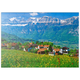 Darstellung des Puzzle Motivs Kleinberg bei Flums gegen Churfirsten, Kanton St. Gallen, Schweiz - Puzzleteile: 100