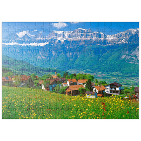 Darstellung des Puzzle Motivs Kleinberg bei Flums gegen Churfirsten, Kanton St. Gallen, Schweiz - Puzzleteile: 200