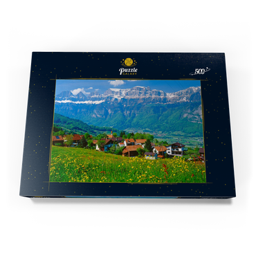 Kleinberg bei Flums gegen Churfirsten, Kanton St. Gallen, Schweiz 500 Puzzle Schachtel Ansicht3