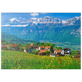 Darstellung des Puzzle Motivs Kleinberg bei Flums gegen Churfirsten, Kanton St. Gallen, Schweiz - Puzzleteile: 500