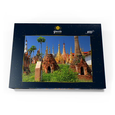 Pagodenwald von Stupas der Shwe-Indein-Pagode beim Dorf Indein am Inle See, Myanmar 1000 Puzzle Schachtel Ansicht3
