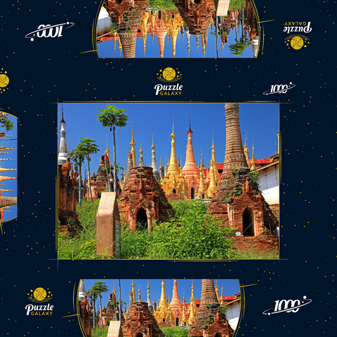 Pagodenwald von Stupas der Shwe-Indein-Pagode beim Dorf Indein am Inle See, Myanmar 1000 Puzzle Schachtel 3D Modell