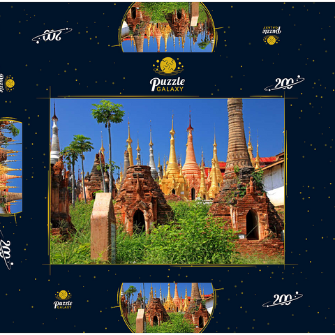 Pagodenwald von Stupas der Shwe-Indein-Pagode beim Dorf Indein am Inle See, Myanmar 200 Puzzle Schachtel 3D Modell