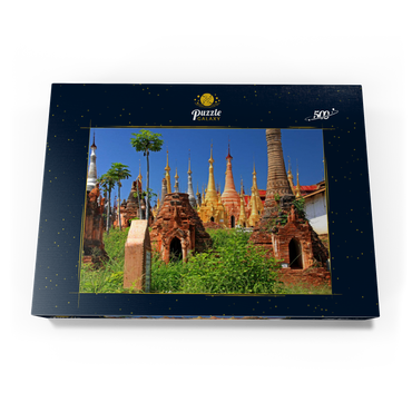 Pagodenwald von Stupas der Shwe-Indein-Pagode beim Dorf Indein am Inle See, Myanmar 500 Puzzle Schachtel Ansicht3
