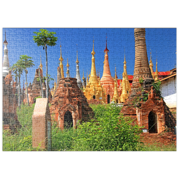 puzzleplate Pagodenwald von Stupas der Shwe-Indein-Pagode beim Dorf Indein am Inle See, Myanmar 500 Puzzle