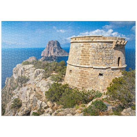 puzzleplate Torre de Savinar mit Blick zu den Inseln Es Vedranell und Es Vedra - Ibiza, 1000 Puzzle