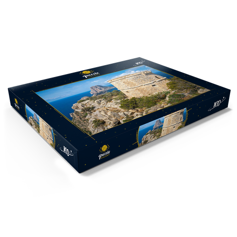 Torre de Savinar mit Blick zu den Inseln Es Vedranell und Es Vedra - Ibiza, 100 Puzzle Schachtel Ansicht1