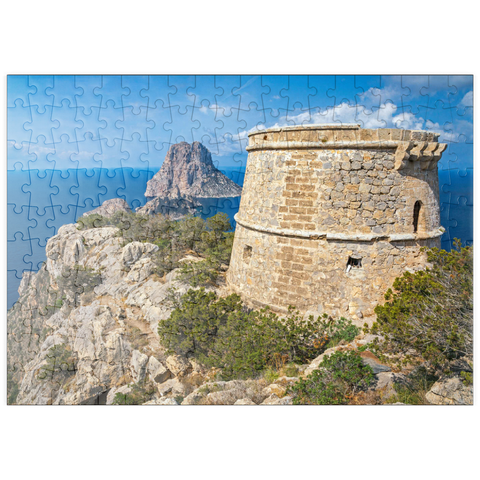 puzzleplate Torre de Savinar mit Blick zu den Inseln Es Vedranell und Es Vedra - Ibiza, 200 Puzzle