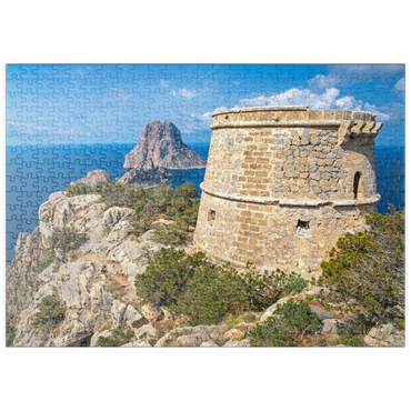 puzzleplate Torre de Savinar mit Blick zu den Inseln Es Vedranell und Es Vedra - Ibiza, 500 Puzzle