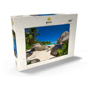 Granitfelsen am Carana Beach in der Carana Bay, Nordspitze der Insel Mahe, Seychellen 1000 Puzzle Schachtel Ansicht2