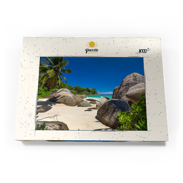 Granitfelsen am Carana Beach in der Carana Bay, Nordspitze der Insel Mahe, Seychellen 1000 Puzzle Schachtel Ansicht3