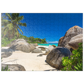 Darstellung des Puzzle Motivs Granitfelsen am Carana Beach, Seychellen - Puzzleteile: 200