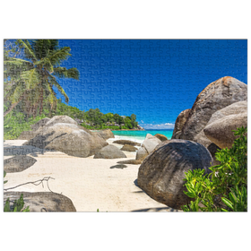 Darstellung des Puzzle Motivs Granitfelsen am Carana Beach, Seychellen - Puzzleteile: 500