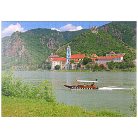Darstellung des Puzzle-Motivs Personenfähre auf der Donau bei Rossatz-Arnsdorf, Österreich – Puzzleteile: 1000
