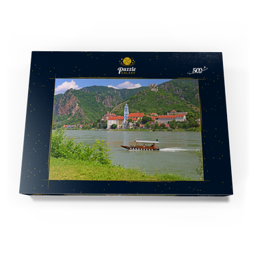 Personenfähre auf der Donau bei Rossatz-Arnsdorf mit Blick nach Dürnstein - Österreich 500 Puzzle Schachtel Ansicht3