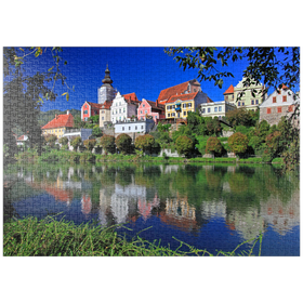 Darstellung des Puzzle-Motivs Blick über die Mur nach Frohnleiten, Steiermark, Österreich – Puzzleteile: 1000