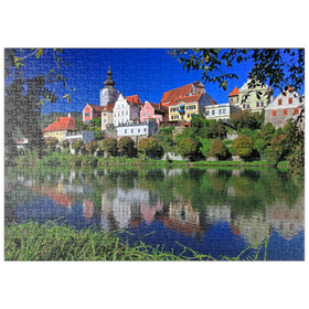 Darstellung des Puzzle-Motivs Blick über die Mur nach Frohnleiten, Steiermark, Österreich – Puzzleteile: 500