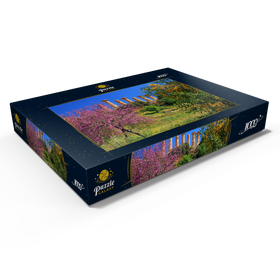 Darstellung des Puzzle Motivs Blühende Bäume mit dem Heraklestempel im Tal der Tempel, Italien - Puzzleteile: 1000