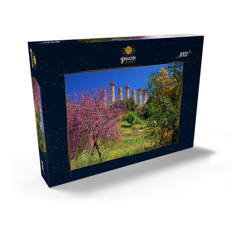 Blühende Bäume mit dem Heraklestempel im Tal der Tempel - Italien 1000 Puzzle Schachtel Ansicht2