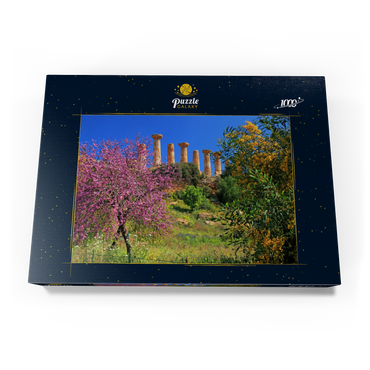 Blühende Bäume mit dem Heraklestempel im Tal der Tempel - Italien 1000 Puzzle Schachtel Ansicht3