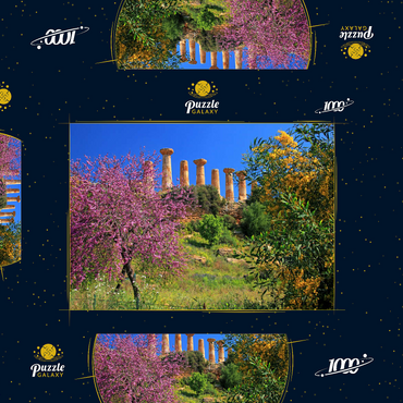 Blühende Bäume mit dem Heraklestempel im Tal der Tempel - Italien 1000 Puzzle Schachtel 3D Modell