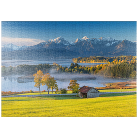 Darstellung des Puzzle-Motivs Blick über den Forggensee bei Füssen – Puzzleteile: 1000