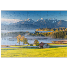 Darstellung des Puzzle Motivs Blick über den Forggensee bei Füssen - Puzzleteile: 100