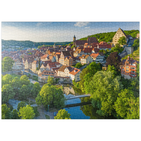 Darstellung des Puzzle-Motivs Blick auf die Altstadt an der Kocher – Puzzleteile: 1000