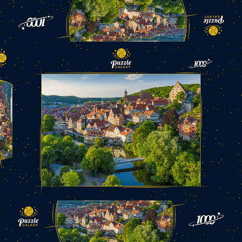 Blick auf die Altstadt an der Kocher 1000 Puzzle Schachtel 3D Modell