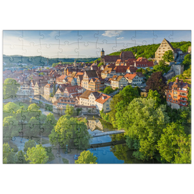 Darstellung des Puzzle Motivs Blick auf die Altstadt an der Kocher - Puzzleteile: 100