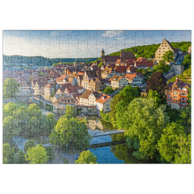 Darstellung des Puzzle-Motivs Blick auf die Altstadt an der Kocher – Puzzleteile: 200