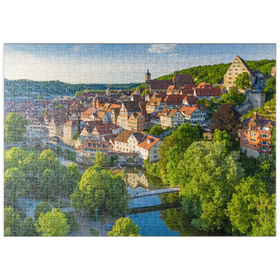 Darstellung des Puzzle Motivs Blick auf die Altstadt an der Kocher - Puzzleteile: 500