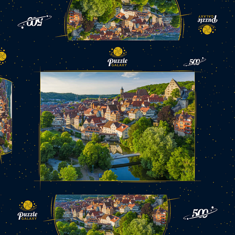 Blick auf die Altstadt an der Kocher 500 Puzzle Schachtel 3D Modell