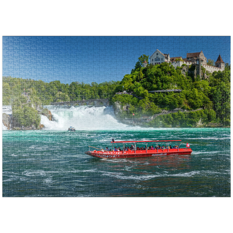 puzzleplate Rundfahrtschiffe auf dem Rhein mit Blick zum Rheinfall zum Schloss Laufen 1000 Puzzle