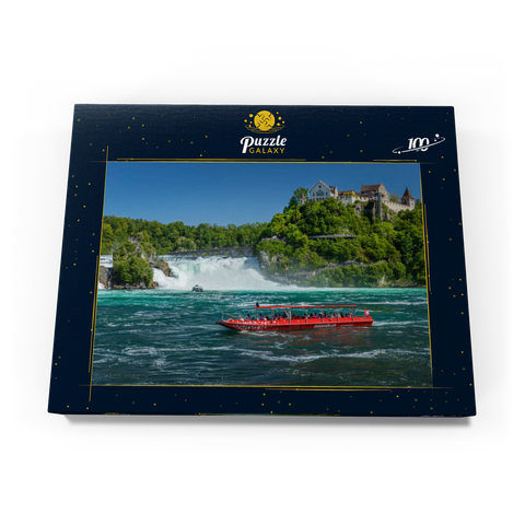 Rundfahrtschiffe auf dem Rhein mit Blick zum Rheinfall zum Schloss Laufen 100 Puzzle Schachtel Ansicht3