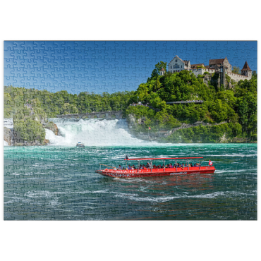puzzleplate Rundfahrtschiffe auf dem Rhein mit Blick zum Rheinfall zum Schloss Laufen 500 Puzzle