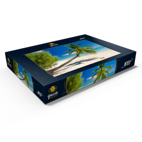 Alternative Darstellung des Puzzle-Motivs Palmenstrand auf der Insel Aitutaki, Cook Islands, Südsee – Puzzleteile: 1000