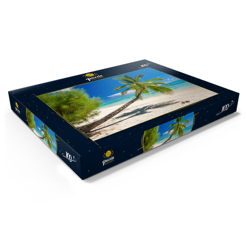 Palmenstrand auf der Insel Aitutaki, Cook Islands, Südsee 100 Puzzle Schachtel Ansicht1