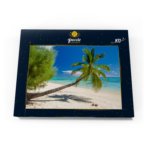 Palmenstrand auf der Insel Aitutaki, Cook Islands, Südsee 100 Puzzle Schachtel Ansicht3