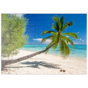 puzzleplate Palmenstrand auf der Insel Aitutaki, Cook Islands, Südsee 100 Puzzle