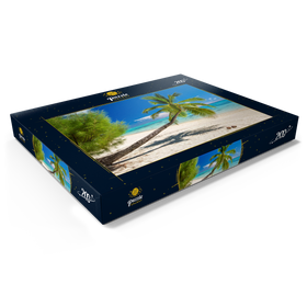 Darstellung des Puzzle Motivs Palmenstrand auf der Insel Aitutaki, Cook Islands, Südsee - Puzzleteile: 200