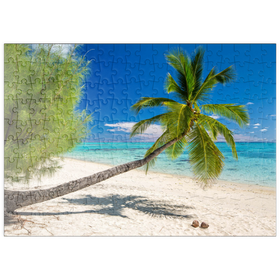 Darstellung des Puzzle Motivs Palmenstrand auf der Insel Aitutaki, Cook Islands, Südsee - Puzzleteile: 200