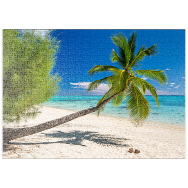 puzzleplate Palmenstrand auf der Insel Aitutaki, Cook Islands, Südsee 500 Puzzle